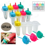 12x Lick & Sip Ice Lolly Maker with Sticks,Ice Cream Popsicle Mould 16cm Tray