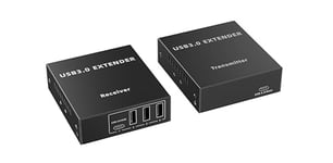 PremiumCord Rallonge USB 3.0 4 Ports sur Cat5E/Cat6/Cat6A Jusqu'À 100 m, 5 Gbit/s, RJ45, Ethernet, Boîtier Métallique, Noir