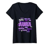 Womens Purple Max Aura Purple Color Graphic V-Neck T-Shirt