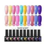 10 st/set Gel nagellack set Neon röd glitter Semi permanent gel lack Soak Off Uv Led naglar Allt för manikyr10pcs-3