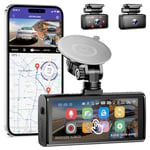 AZDOME M560 3 Channel 4K Dash Cam, 4" IPS Touchscreen Built-in eMMC 128GB Front and Rear Inside, WiFi GPS 2K+1K Dual on Board Dashcam for Car, 24H Parking Mode IR Night Vision G-Sensor,Easy to Install