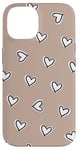 Coque pour iPhone 14 Beige Hearts Pattern Trendy Valentine Theme