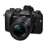 Appareil Photo Micro Four Thirds OM SYSTEM OM-5 avec Objectif M.Zuiko Digital Ed 12-45mm Pro, capteur Live MOS de 20 mégapixels, stabilisation d'image sur 5 Axes optimisée, IP53, Noir/Noir