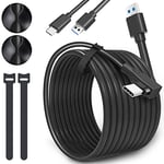 Compatible For Oculus Quest 2 Link Cable 5m/16ft, [2-Pack 5M+1M] virtual reality headset Cable Link for Oculus/Meta Quest 2 to PC USB 3.0 to USB C Cord with High-speed Data Transfer and Fast Charging