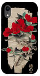 iPhone XR Japanese Tsubaki flower in retro grunge flower aesthetic Case