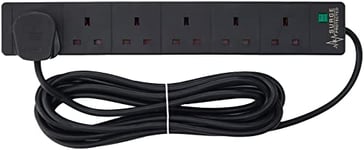 PRO ELEC PELB1755 6 Gang Extension Lead with Surge Protection Black, 5m