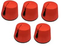 5 x Adult Red Fez Hat Tommy Cooper Turkish Tarboosh Fancy Dress Up Costume 521