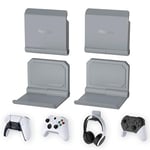 PlayVital Support pour ps5 Mural,4 pcs Fold Support Manette Casque pour ps5 pour ps4 Support Pliable pour Xbox Series X S/Switch Pro,Support pour Xbox Wireless Headset,pour Pulse 3D Casque-Gris