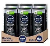 Nivea MEN ACTIVE CLEAN WITH CHARCOAL Shower Gel 250ML -6 Pack