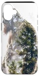 Coque pour iPhone 16 Plus Bigfoot Figurine Sasquatch Yeti Nature Double exposition Art