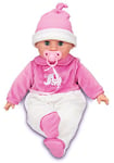 Simba Laura Schlafenszeit 105149466 Soft Body Doll with Sleeping Eyes, Sucks on Dummy, Sleeps, Babbles and Plays Lullaby, 24 Baby Sounds, 38 cm, Baby Doll from 2 Years