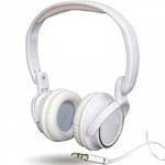 Hi-Fi Stereo Headphones in White, Padded Over Head overear with Gold Jack Plug