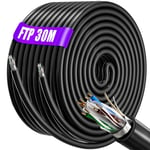 Cable Ethernet 30m, RJ45 Câble 30m Blindé Câble Réseau | AWG 23, FTP, CCA, Anti-Interférence, Lgnifuge, Haut Debi Gigabit CAT 6 | (Noir, 30 mètres).[G1300]