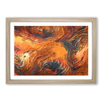 Big Box Art Breaking Down in Abstract Framed Wall Art Picture Print Ready to Hang, Oak A2 (62 x 45 cm)