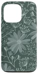 Coque pour iPhone 13 Pro Motif floral vert sauge vert foncé