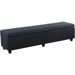 Banc banquette Kriens xxl, 180x45x45cm, similicuir, noir mat