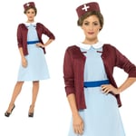 Vintage Nurse Costume 1940s Ww2 Adult Womens Ladies Fancy Dress Outfit