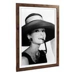 Big Box Art Framed Print of Audrey Hepburn (2) Design | Wall Art Picture | Home Decor for Kitchen, Living, Dining Room, Lounge, Bedroom, Hallway, Office, Walnut, A2 / 24.5x18 Inch / 62x45cm