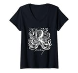 Womens Jules Verne Signature - Sea Monster Octopus 2 - Fan T-Shirt V-Neck T-Shirt