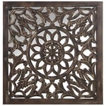 DRW Retable carré en Bois MDF ajouré avec Miroir en Marron 90x2,5x90cm