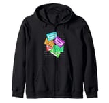 Cassette Tapes Collection Colorful Cassette Tape Zip Hoodie