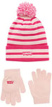 Levi's Kids LAN Batwing Stripe Beanie Set 9A8514 Hat, Blushing Bride, One Size