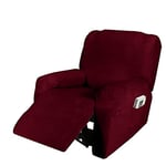 Housse de Fauteuil Inclinable Relax, Housse de Fauteuil Extensible en Velours, Housse de Fauteuil de Massage Lavable à la Maison, Protecteur de Fauteuil Inclinable (1 Place(4pièces), Vin Rouge)