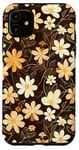 Coque pour iPhone 11 Marron Moderne Ethnique Mignon Fleur Sauvage Esthétique Motif Floral