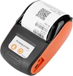 Imprimante thermique mobile 58mm Bluetooth, Imprimante de factures personnelle sans fil avec papier pour imprimante thermique et étui en cuir pour cadeaux Compatible Android iOS Windows(Orange)