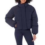 Amazon Essentials Doudoune Courte à Fermeture Éclair Intégrale (Polaire Matelassée Mate ou Sherpa) Femme, Bleu Marine, XS