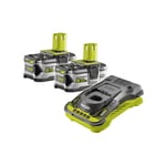 Lot de 2 batteries 18V Lithium-ion One+ 5.0 Ah - 1 chargeur rapide - RC18150-250G - Ryobi