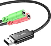 Carte Son Externe Usb Pour Ordinateur,Ordinateur Portable Et Ps4,Usb Vers Deux Prises Jack 3,5 Mm Pour Écouteurs,Haut-Parleurs Et Microphone Trs Noir 3 Pôles