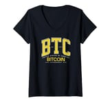 Womens Bitcoin BTC USA Crypto Revolution Satoshi Money Hodl Vintage V-Neck T-Shirt