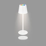 BRILONER - Lampe de table LED RGBW sans fil IP44 avec station de recharge, variateur continu, batterie et source interchangeables, lampe de chevet, lampe décorative, lampe LED, 36x12 cm, blanc