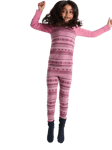 Polarn O. Pyret Kids' Merino Wool Fair Isle Long Johns, Pink