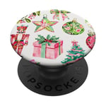 Preppy Boule de Noël et étoile Casse-noisette Décoration de Noël PopSockets PopGrip Adhésif