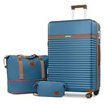 Joyway Set de 3 Valises de Voyage Rigide Ensemble de Valise 76cm avec Sac de Voyage Extensible avec Trousse de Maquillage, Bleu