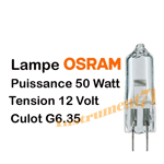 LAMPE AMPOULE 12 VOLT 50 WATT CULOT G6.35 MARQUE OSRAM NEUF EMBALLAGE SCELLE