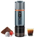 CONQUECO Machine à Café Portable Espresso: Voyage Cafetière Rechargeable 12V - Compatible avec les Capsules Nesspreso et Lavazza（bleu）