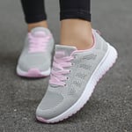 (35GrayPinkShoes)Naisten tennarit Vapaa-ajan kengät Flat Air Mesh Hengittävät tennarit Naisten kengät Naisten lenkkarit Naisten kengät Basket Tenis Feminino