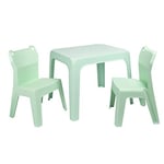 RESOL Jan Frog Set 1 Table + 2 chaises pour Enfants | en Plastique, Empilables et très Facile Nettoyage et Entretien | Table + 4 chaises Turquoise