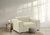 Talamo Italia - Fauteuil Cristiana, Fauteuil de salon, 100% Made in Italy, Fauteuil relaxant en tissu rembourré, 160x95h70 cm, Beige