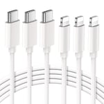 3 x USB-kabel för iPhone 14 Pro - 14 Plus -14 ProMax -14 Type-C till Lightning - 1 meter vit