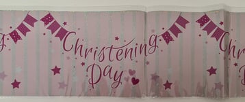 Christening Day For a Girl Female Holographic Foil Banner 2.6m or 3 x 86cm