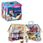 PLAYMOBIL Maison Transportable Bleue, 3 personnages, Accessoires inclus, 7098...