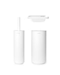 Brabantia - Mindset Toilet Accessory Set - Toilet Brush, Roll Holder & Roll Dispenser - Hygienic Silicone Brush - Corrosion Resistant - Fixing Materials Included - Bathroom Set of 3 - Fresh White