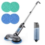 iDOO Cordless Electric Mop, Dual-Motor Electric Mop Floor Cleaner with Detachable Water Tank & Headlight with 4 Pads, Quiet Rechargeable Hard Floor Cleaner for Tile, Hardwood, Grey