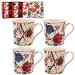 Set Of 4 William Morris Mugs Anthina Gift Boxed Fine China Floral Coffee Tea Cup