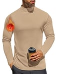 Ekouaer Haut Thermique Homme Maillot de Corps à Manches Longues sous-Vêtements Chauds avec Micro-Polaire intérieure Automne/Hiver Khaki XL