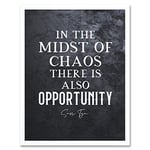 Artery8 Slate Inspiring Quote Sun Tzu Midst of Chaos There is Opportunity Art Print Framed Poster Wall Decor 12x16 inch